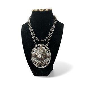 Napier Vintage Silver-tone Lion Pendant Necklace